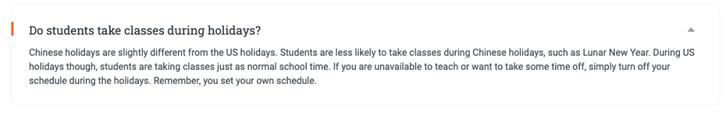 vipkid holiday schedule